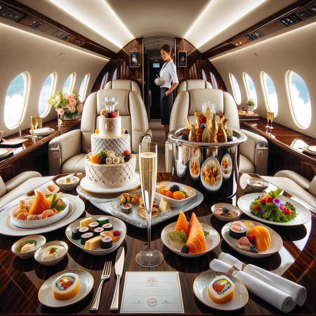 Dining on board a private jet