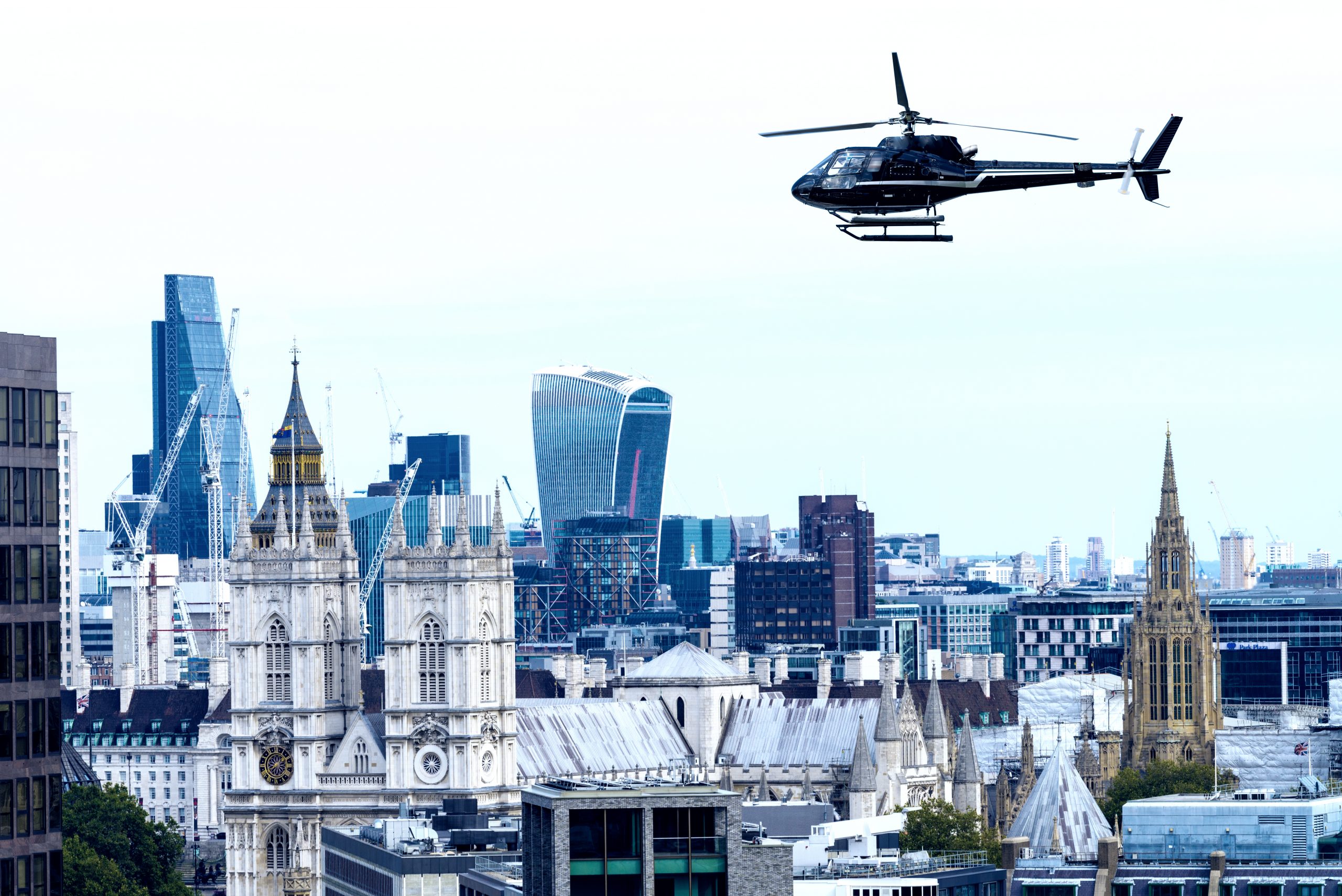 Helicopter over London skyline