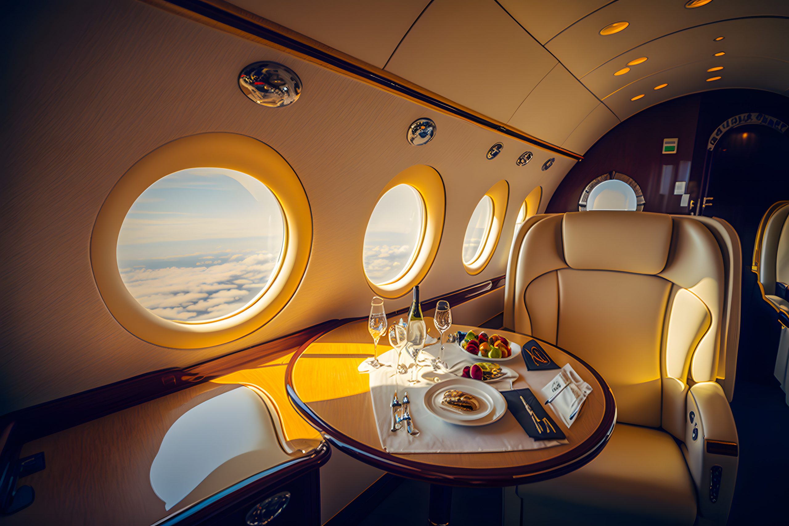 Eating on board a business jet