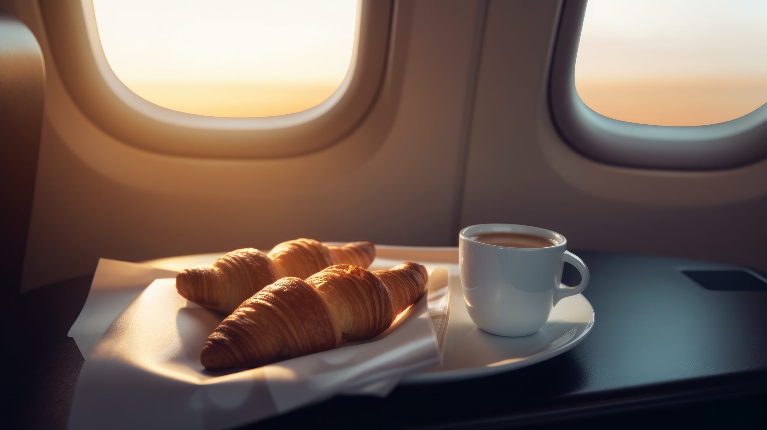 Breakfast on board a jet to Cannes